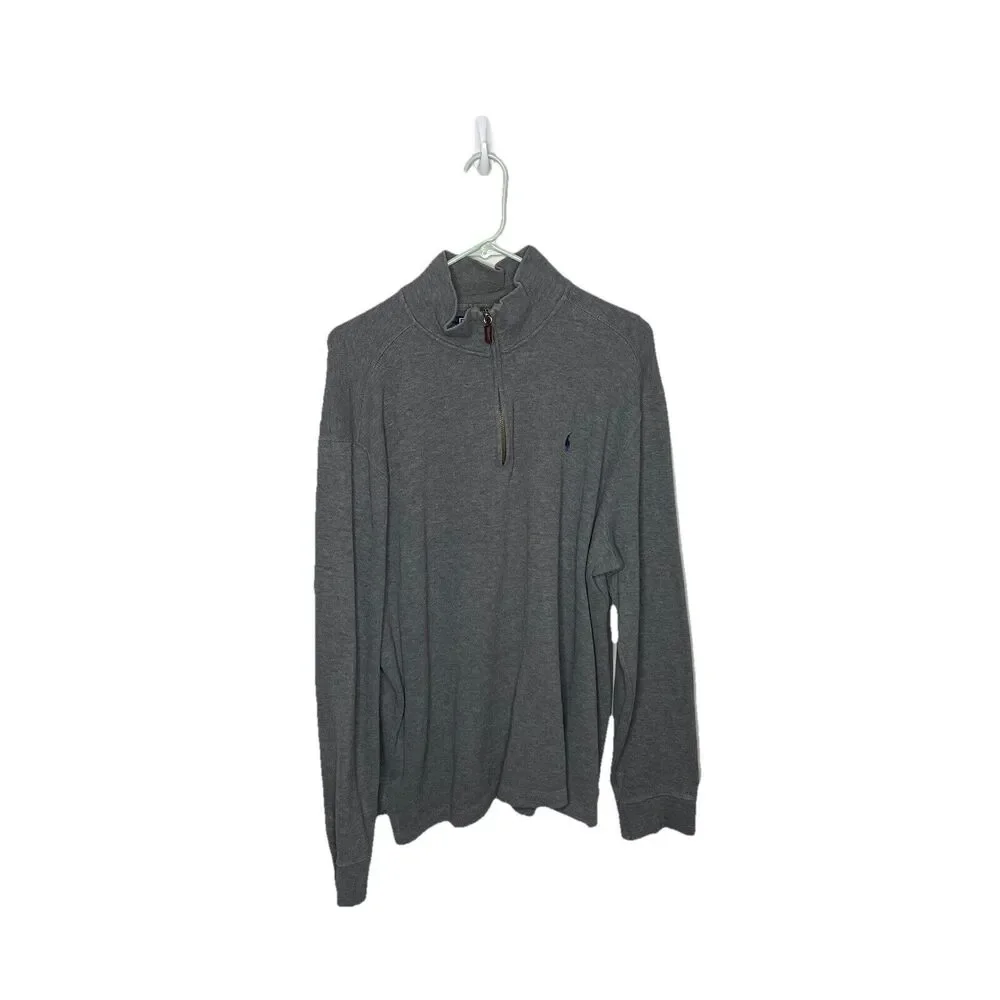 Polo Ralph Lauren Gray Quarter 1/4 Zip Pullover Sweater Long Sleeve Mens XL